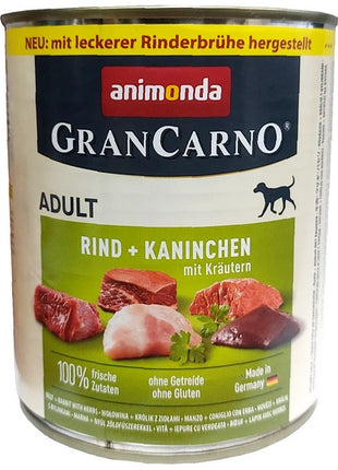 Animonda GranCarno Original Adult Rind Kaninchen Krautern Wołowina + Królik z Ziołami puszka 800g