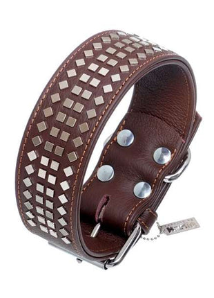 Karlie Vintage Halsband mit 4eck-Nieten 50mm - Braun