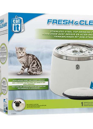 CATIT Fresh+Clear Trinkbrunnen 2L - Edelstahl-Weiß