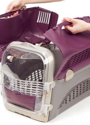 CATIT Transportbox Cabrio - Weinrot-Grau