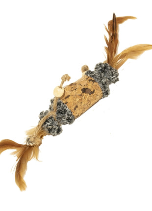 Duvoplus Cat Toy Kork Fass mit Federn & Glocken