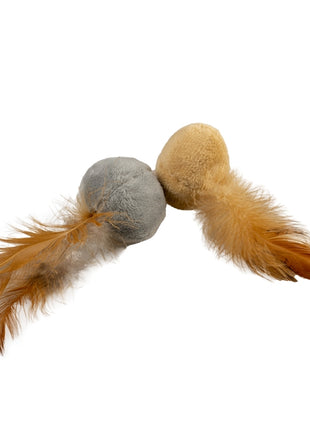 Duvoplus Cat Toy Cushy Bälle mit Federn braun/grau