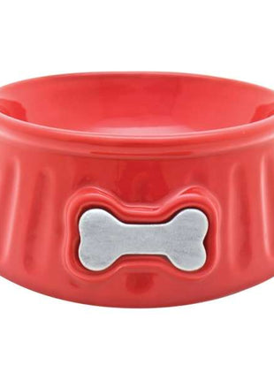 DOGIT Keramiknapf, 200 ml, rot mit Knochendesign