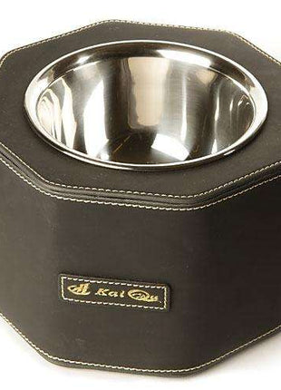 Designernapf Leder - 8-eckig - Schwarz