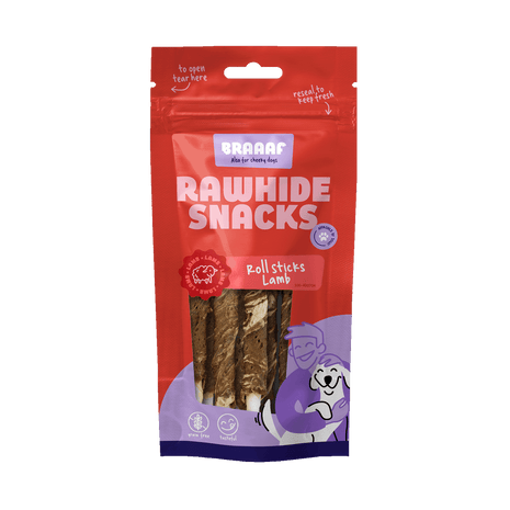 Braaaf Rawhide Roll Sticks Lam & Vis - 8 st.