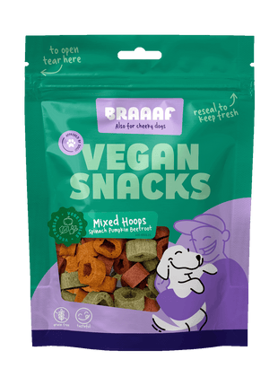 Braaaf Vegan Snack Mixed Hoops Spinach Pumpkin Beetroot - 1 cm
