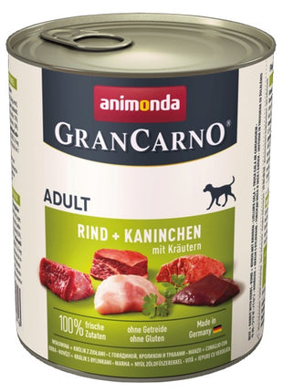 Animonda GranCarno Original Adult Rind Kaninchen Krautern Wołowina + Królik z Ziołami puszka 800g