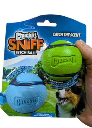 Chuckit Sniff Fetch Ball Combo – Apportierbälle mit Erdnussbutter- und Speckduft – 6 cm (2 Stück)