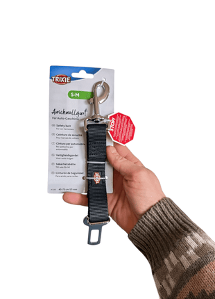 Trixie schwarze Kurzleine für sicheres Autofahren - mit Karabiner zum Befestigen am Geschirr - 45-70 cm