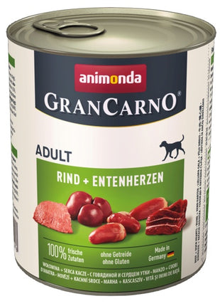 Animonda GranCarno Original Adult Rind Entenherzen Wołowina + Serca kacze puszka 800g