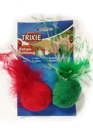Trixie Xmas Katzenspielzeug Bälle mit Federn