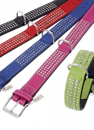Karlie VINTAGE Strass Halsband 4-reihig Rot - 65 cm